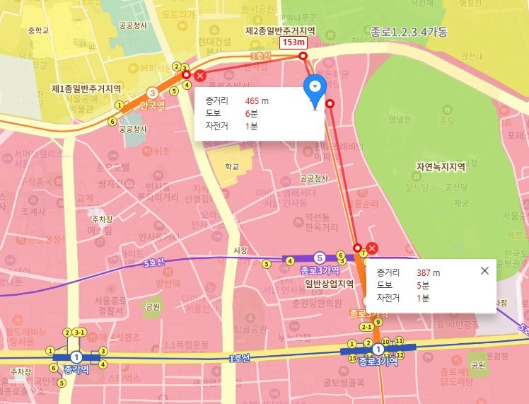 창덕궁호스텔 인근 역세권 위치 지도